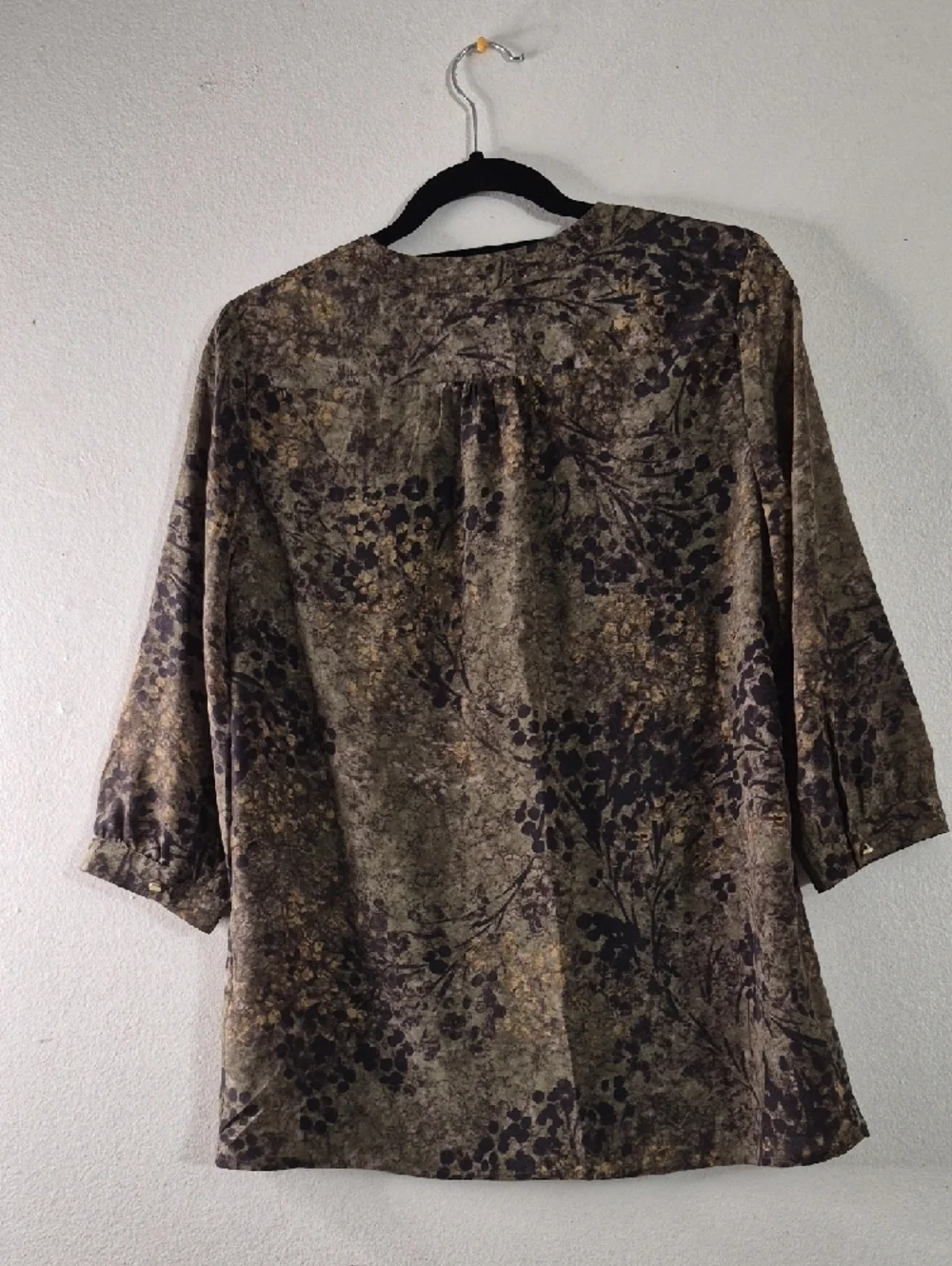 Banana Republic Olive & Black Printed Blouse with Tan Accents - Picture 2 of 7